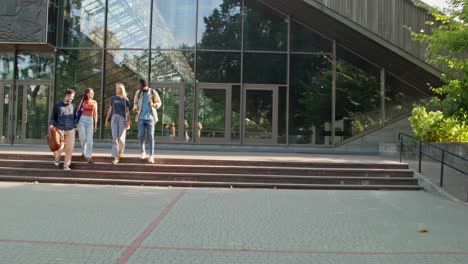 students walking on campus