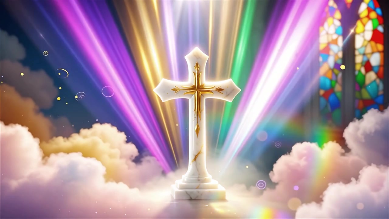 Christian Cross Heavenly Light Worship Background