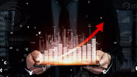 double exposure image of business profit growth conceptual