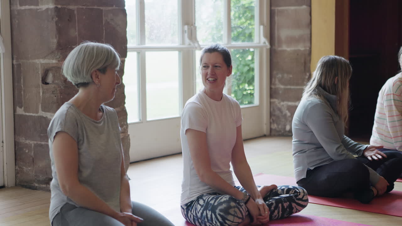 Yoga class with people