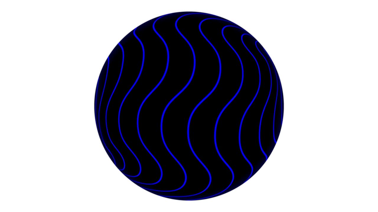animación de líneas geométricas a rayas en una esfera. esfera abstracta animada moviéndose sobre un fondo blanco.