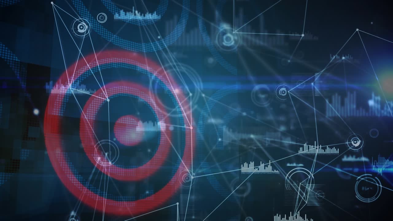 Animation af databehandling over blå baggrund