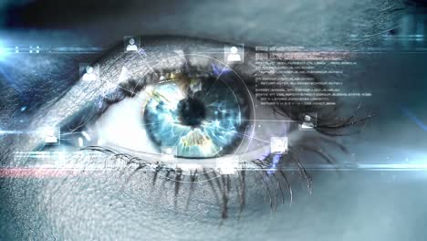 occhio lampeggiante con interfaccia tecnologica