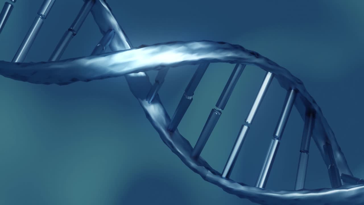 animación de la cadena de adn sobre un fondo azul