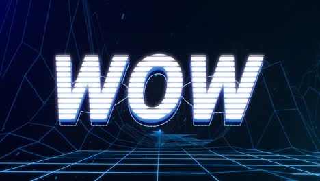 animación pantalla de videojuegos antiguos con la palabra wow escrita