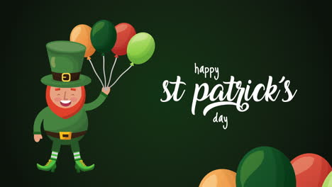 st patricks day animated card with elf and balloons helium