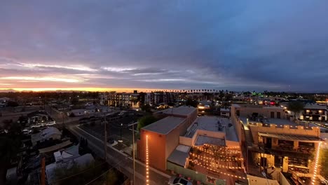 string lights at sunset in panning time lapse of chandler arizona
