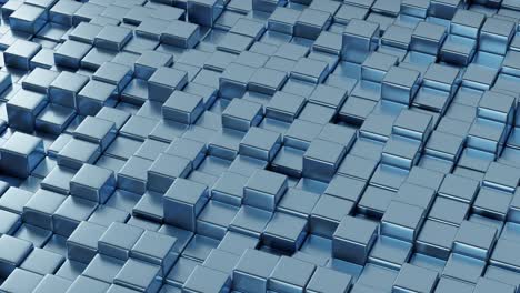 swell of blue cubes. motion graphic. seamless loop. 3d animation.