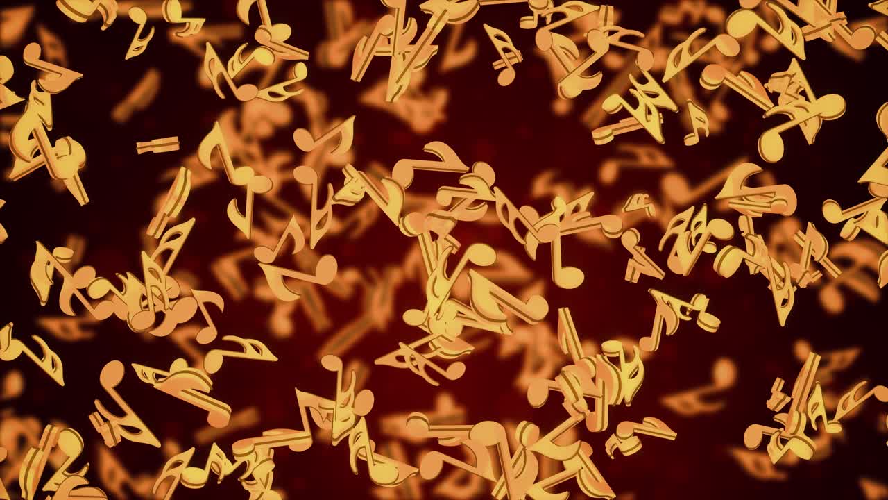 Golden Music Notes Falling