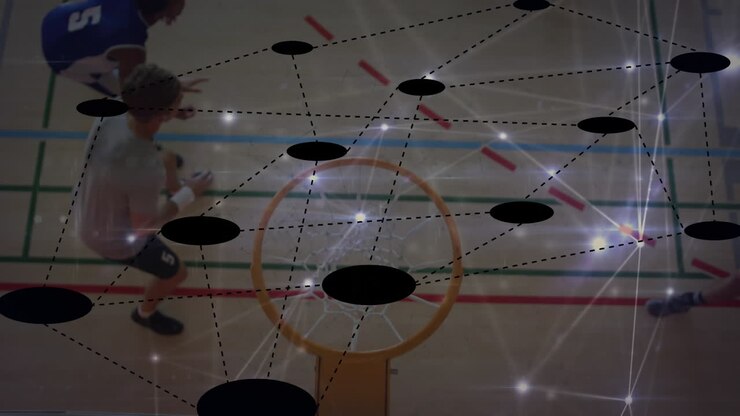 Animation of network of connections over diverse group of male basketball players