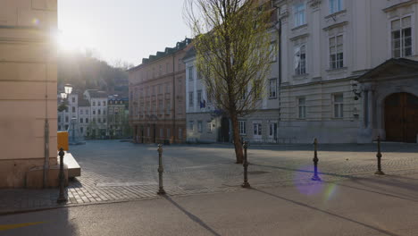 sunrise over ljubljana city square