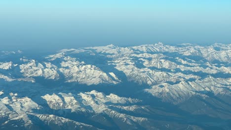 pyrenees mountains, aerial panoramic view from a jet cockpit