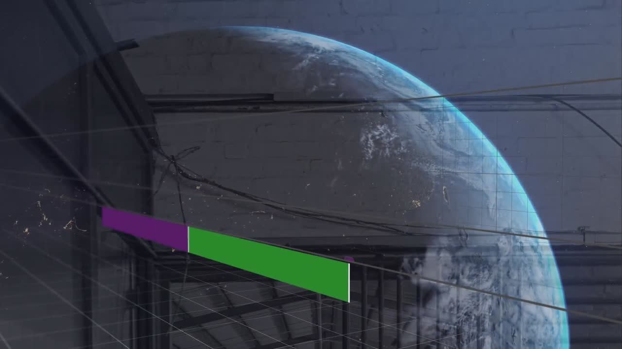 animación del procesamiento de datos con el mundo sobre el almacén