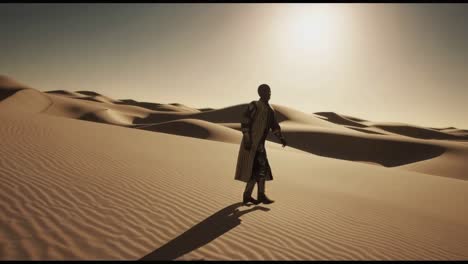 man walking in the desert