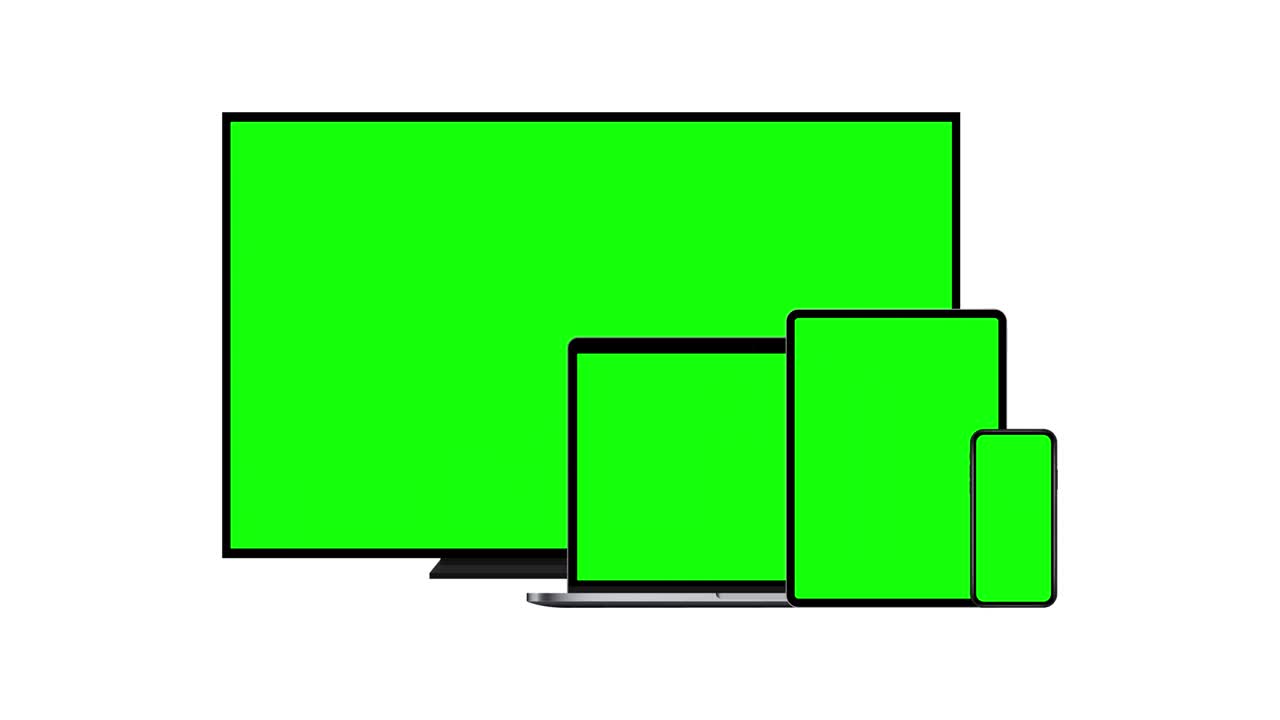 tv, 노트북, 태블릿 컴퓨터, 녹색 화면의 스마트폰
