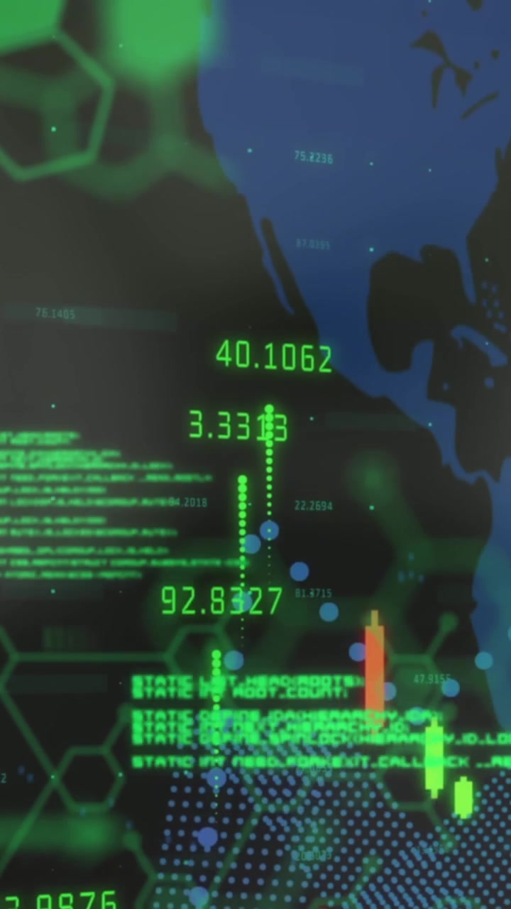 Animation of data processing over world map
