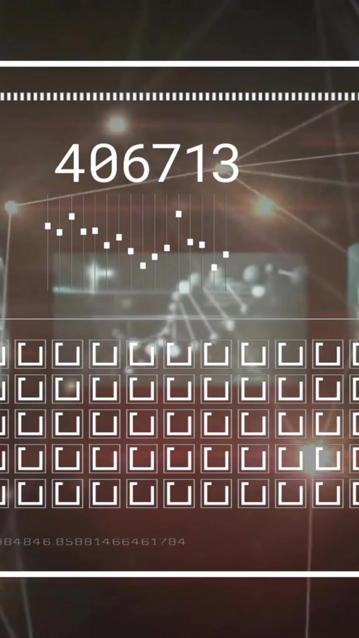 Animation of data processing and network of connections on black background