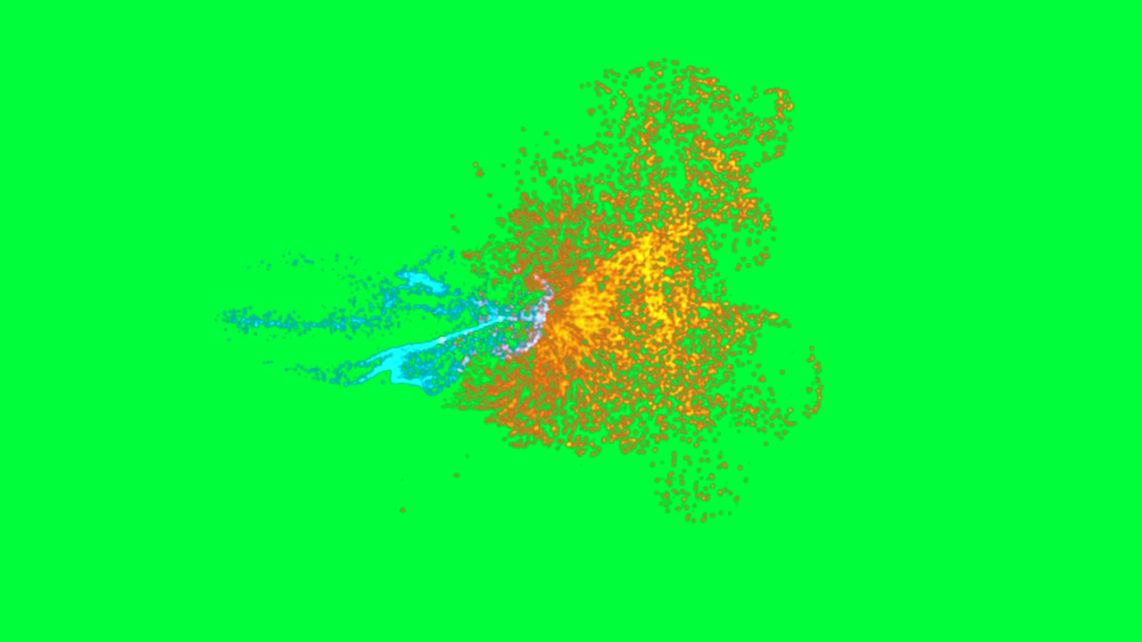 그린 스크린에서 추상적인 폭발