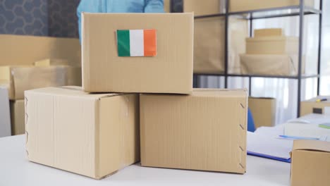 cargo package with flag of italy.