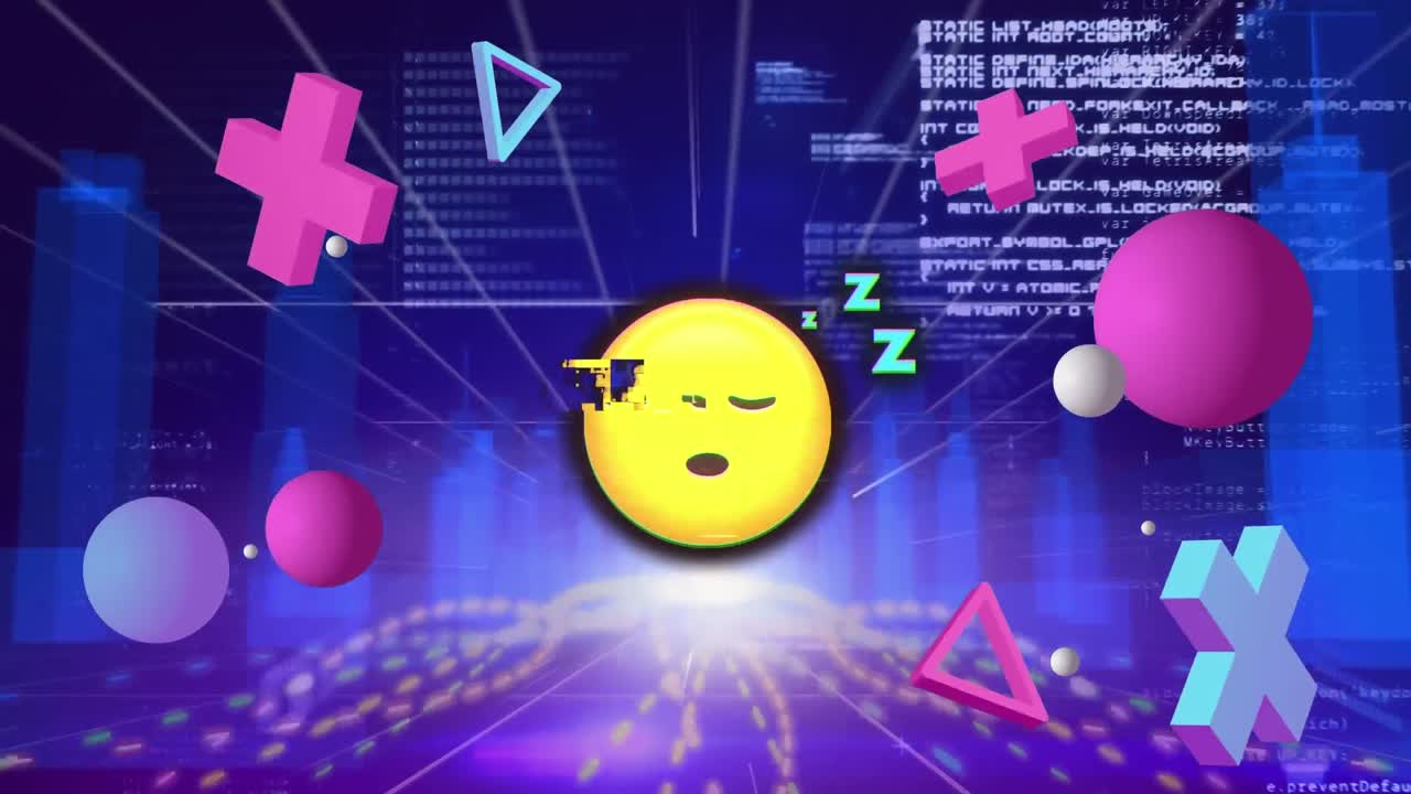 animación de iconos emoji sobre procesamiento de datos y ciudad digital