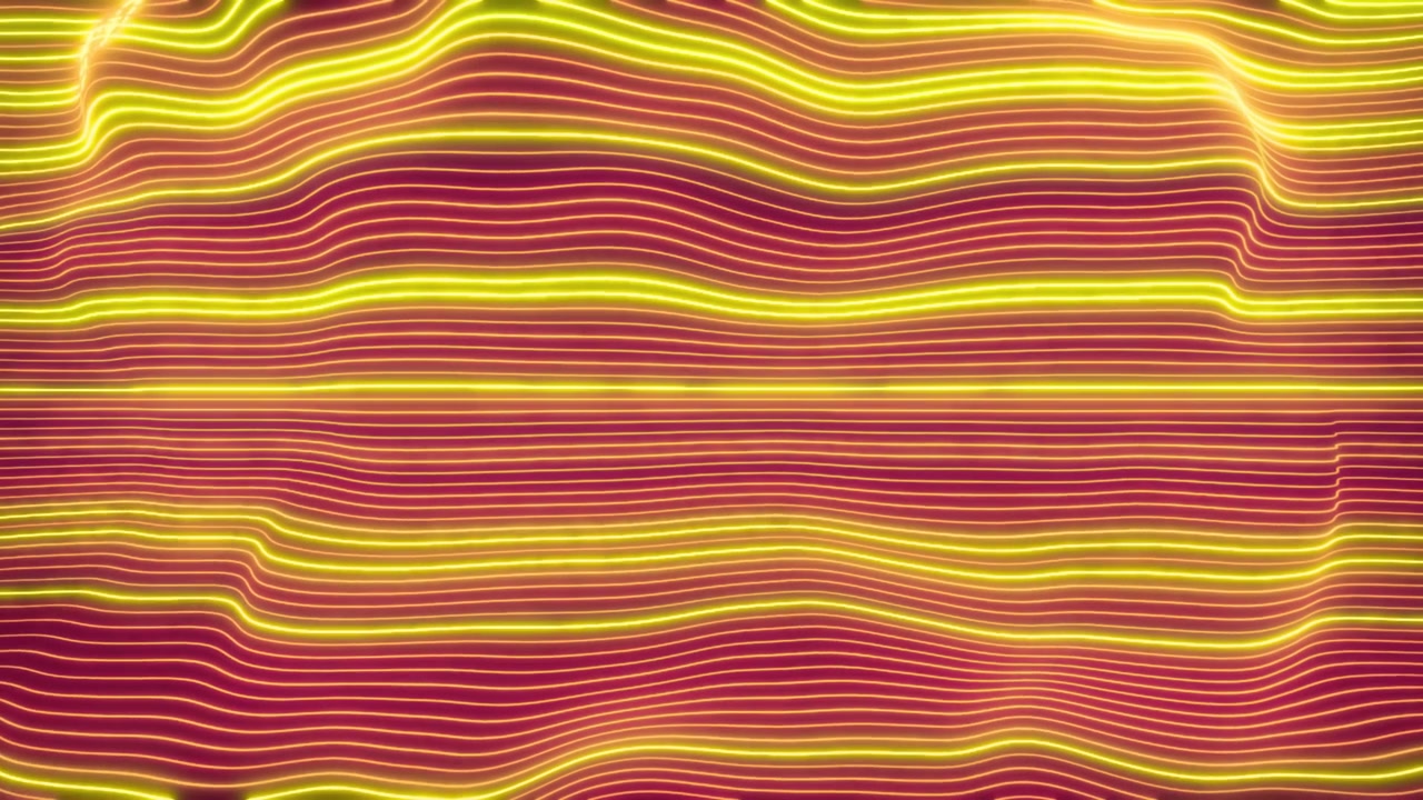 Abstract Background with Glowing Yellow Neon Wave Lines
