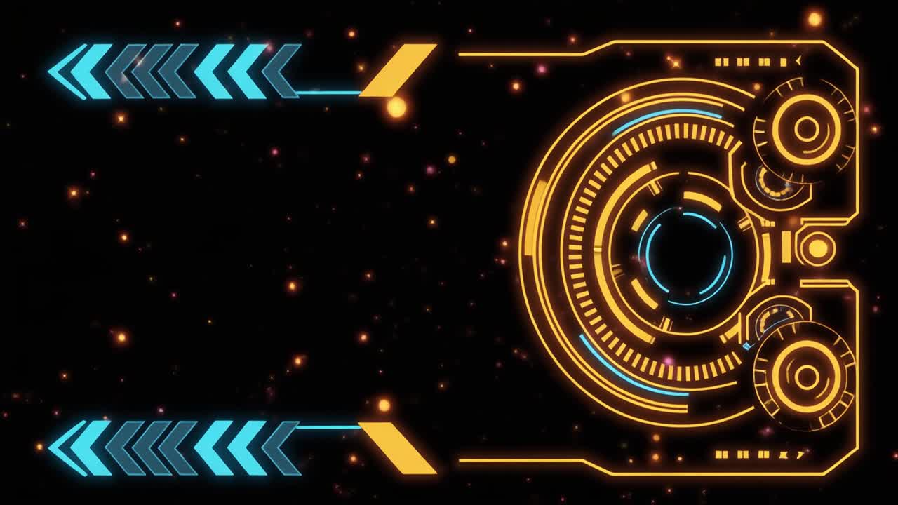 Animated Futuristic Digital Interface with Glowing HUD Elements
