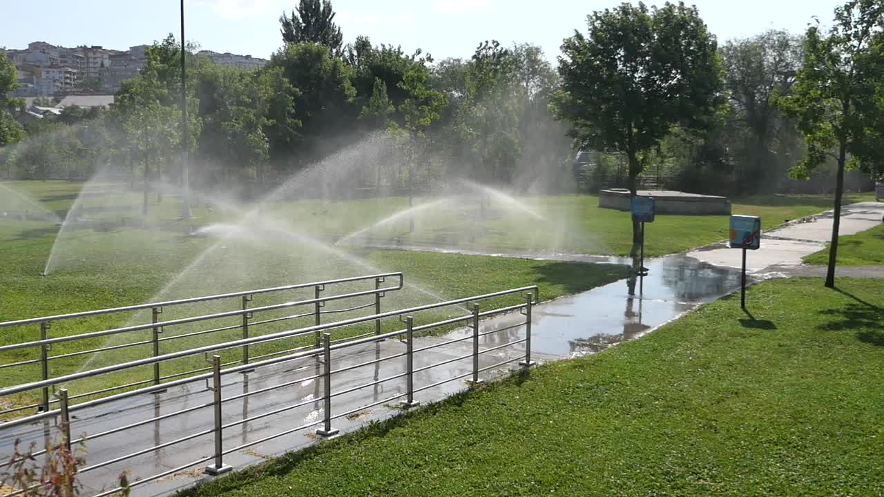 Park irrigation with sprinklers