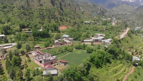 aerial over swat valley village at gabin jabba in pakistan