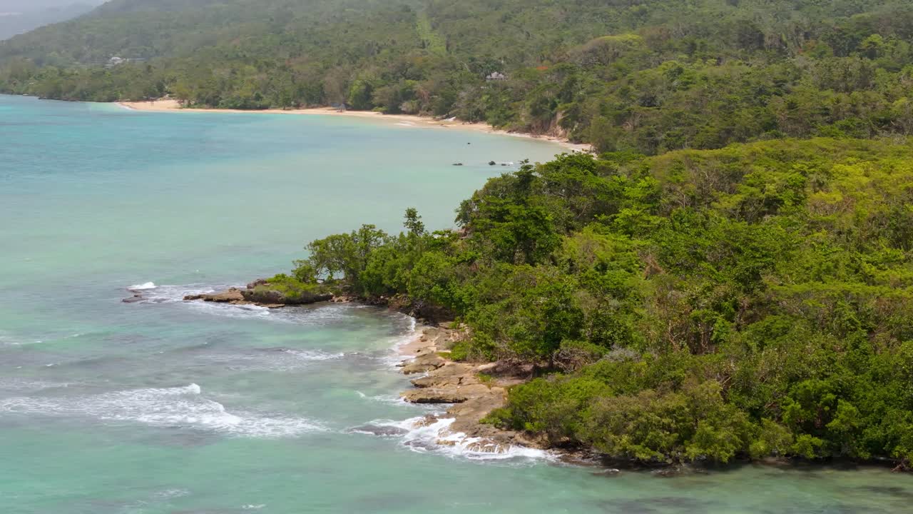 Aerial View Of White Sand Beach On The North Coast Of Jamaica