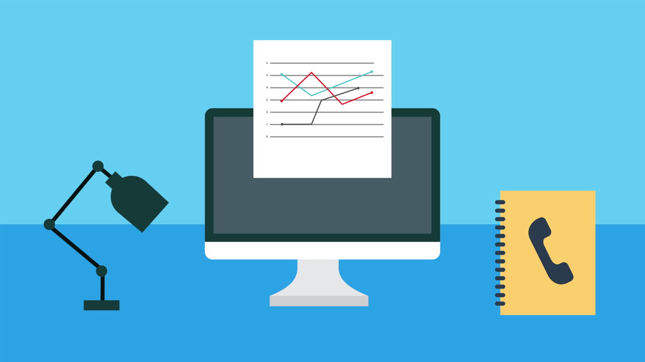 escena de lugar de trabajo de oficina con escritorio