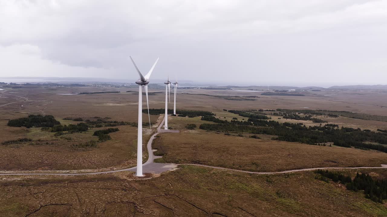 широкий снимок ветряных турбин на внешних гебридах шотландии