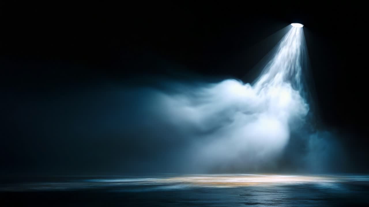 Mysterious Light Beam Illuminating Ethereal Smoke Patterns in a Darkened Atmosphere, Creating a Surreal and Captivating Visual Experience in an Enigmatic Environment