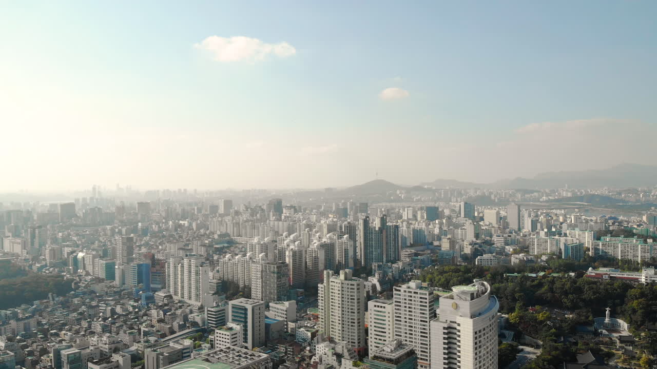 imágenes aéreas de la ciudad de corea, paisaje urbano de seúl, horizonte, gangnam