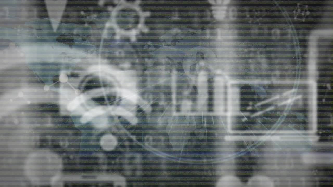 Animation of data processing over world map