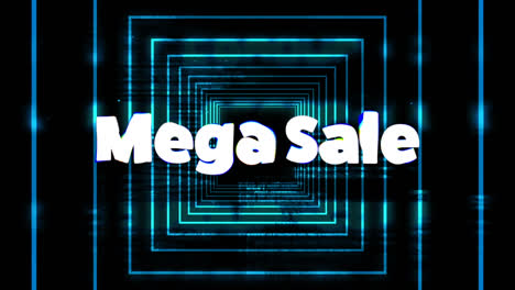 Animation-of-mega-sale-text-over-colorful-wave-and-geometrical-shapes