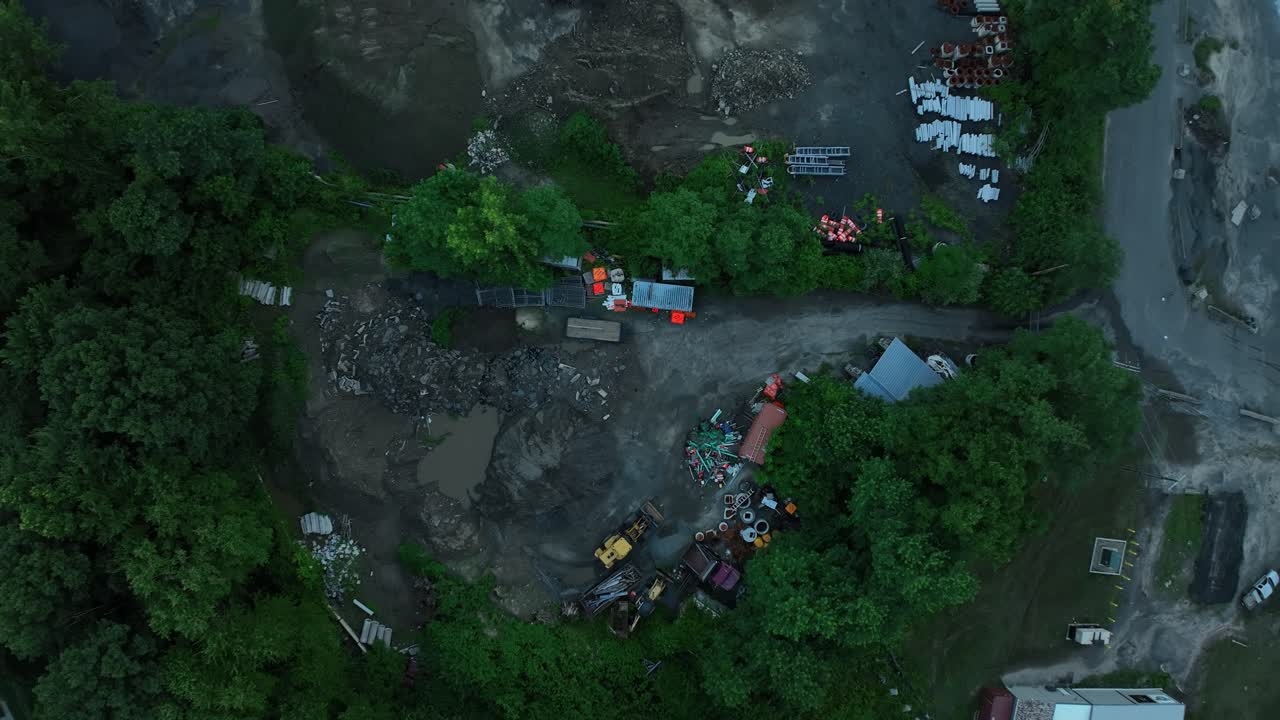 Aerial View of a Rural Industrial or Construction Yard