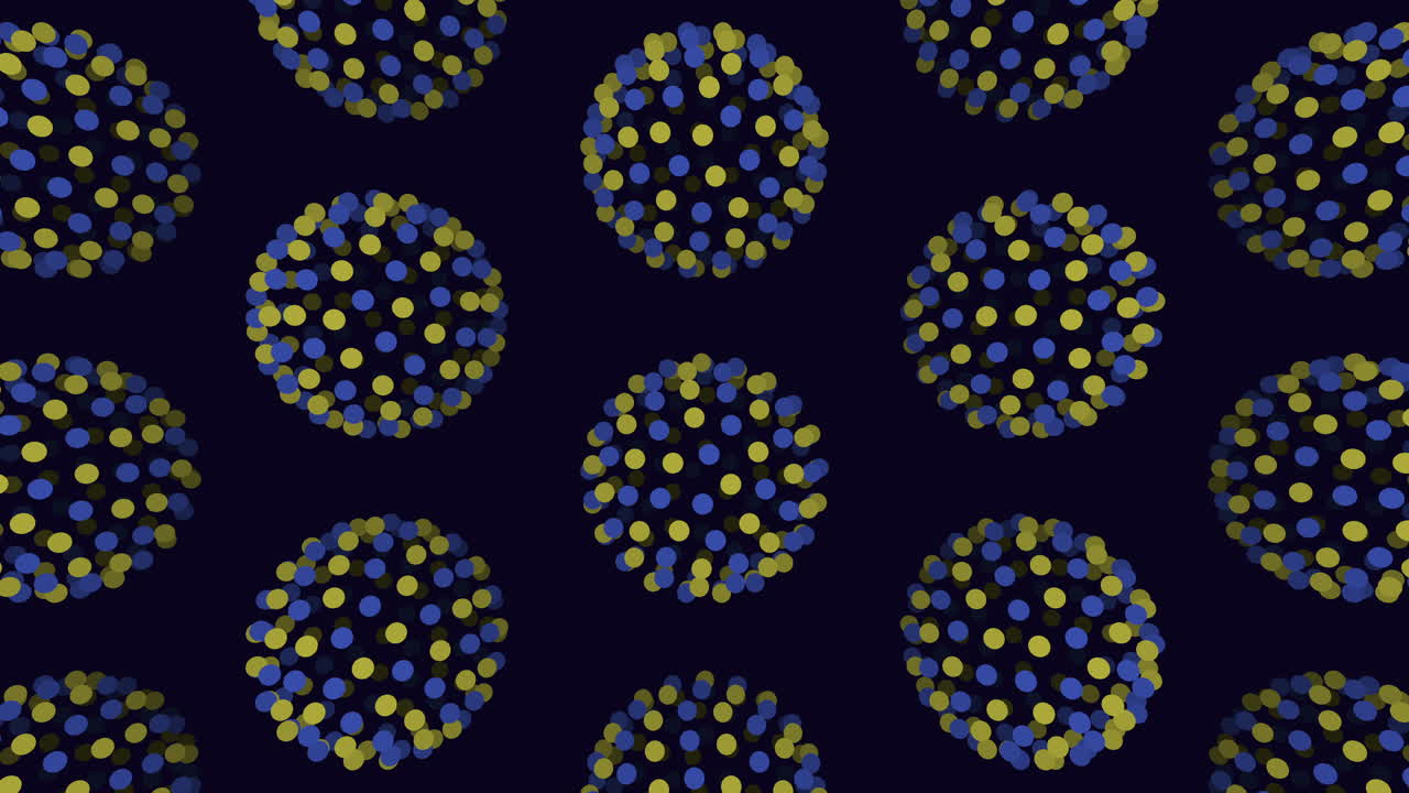 Stylish blue and gold polka dots on black background