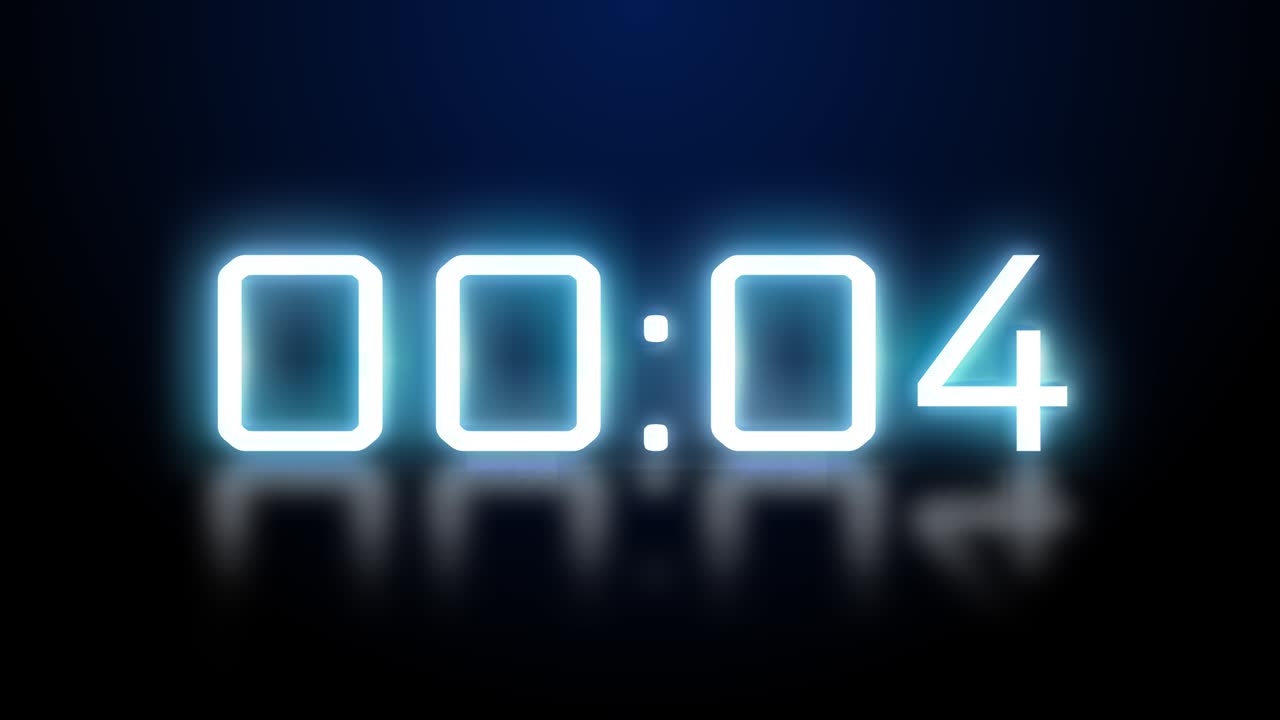 4k cuenta atrás reloj electrónico temporizador azul 10 segundos animación de bucle de pantalla verde de fondo