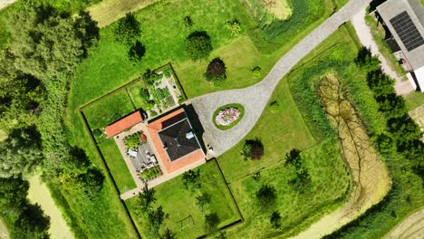 top down overhead descending drone view of country