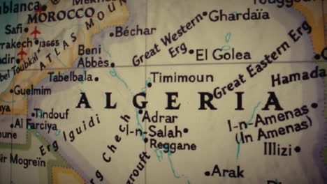 close-up of a political map focused on algeria and morocco