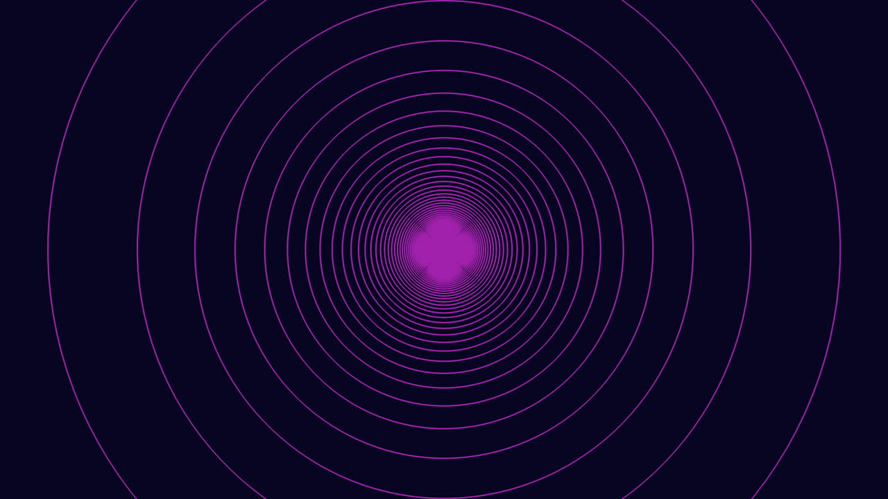 Purple spiral symmetrical array of circles on black background