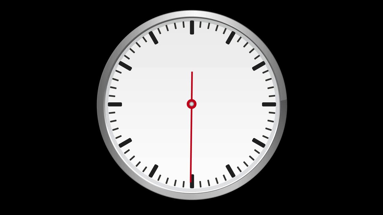 reloj. la mano de segundo se mueve exactamente un minuto, sin número