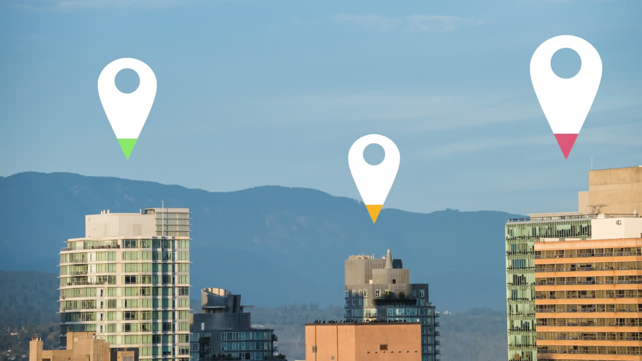 alfileres de ubicación sobre el paisaje