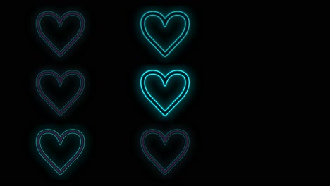 Pulsing-neon-blue-hearts-pattern-in-rows-1