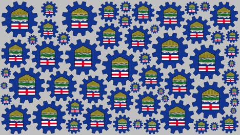 alberta flag gears spinning background