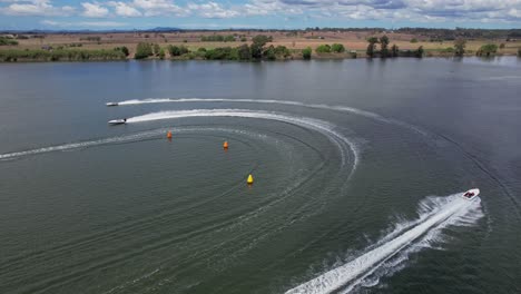 speedboats racing on clarence river in grafton, nsw, australia