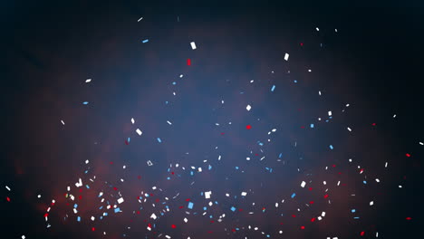 animation of multi coloured confetti falling over clouds