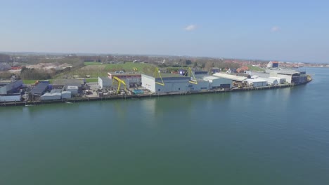 Aerial:-The-famous-fishing-town-port-Yerseke-in-the-Netherlands