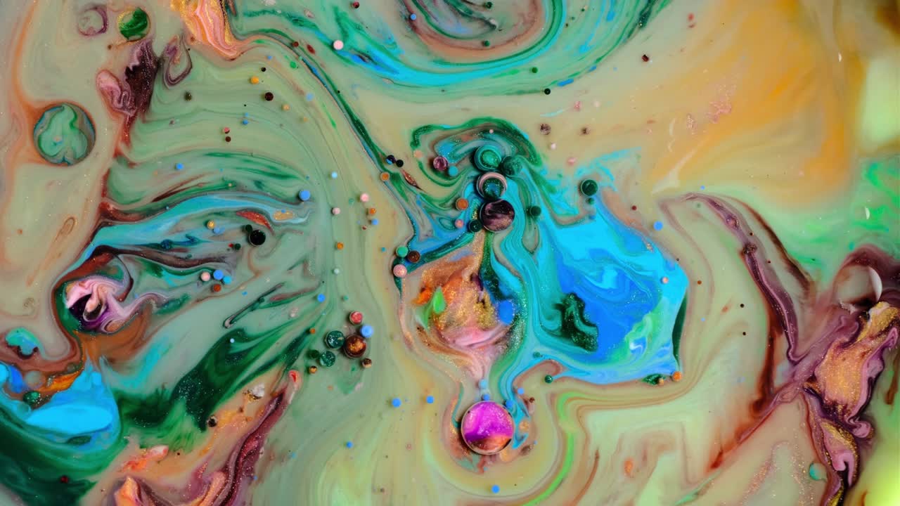 pintura colorida y burbujas fondo abstracto video 4k