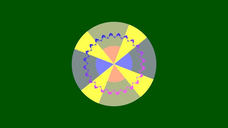 Graphic drawings that rotate in the center changing color.
